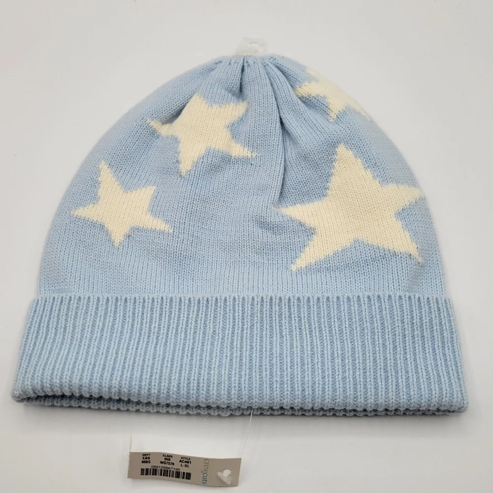 Crewcuts Blue with white star beanie hat cap L / XL age 8 -14